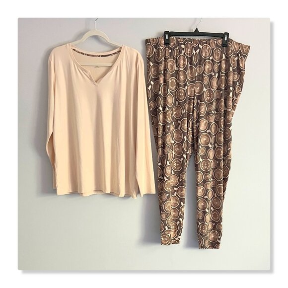 AnyBody Regular Lush Jersey Solid Top and Printed Joggers Sleep Set Sz XL NWOT - Picture 2 of 13